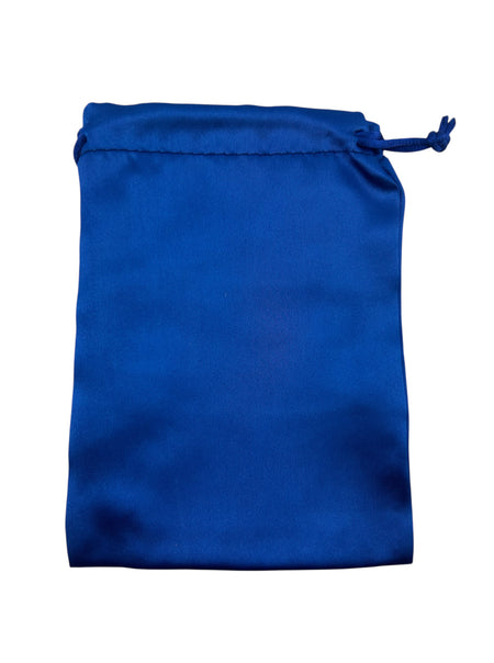 Blue satin drawstring pouch 