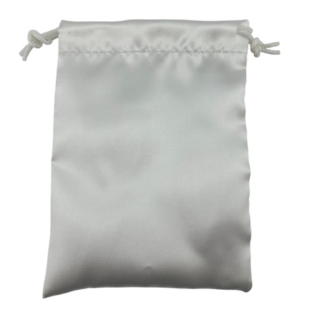White satin drawstring pouch 