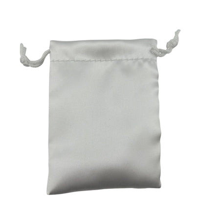 White satin drawstring pouch 
