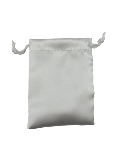 White satin drawstring pouch 