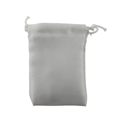 White satin drawstring pouch 