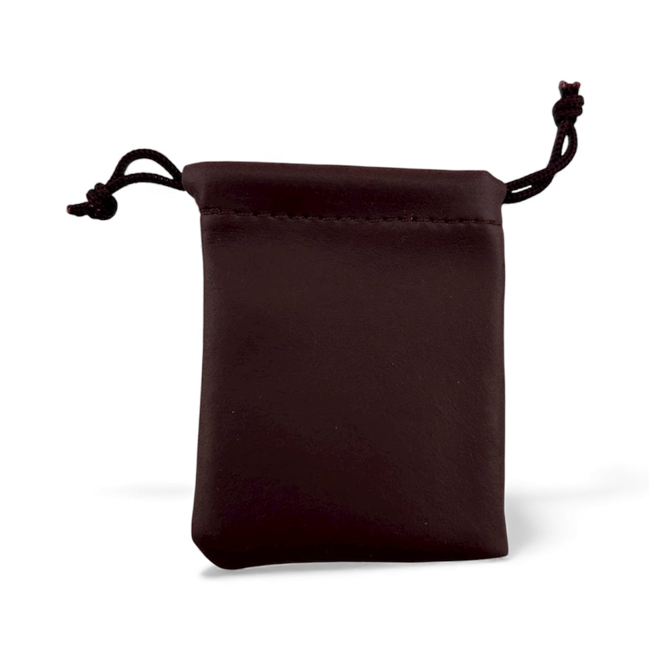 Brown Leatherette drawstring pouch 