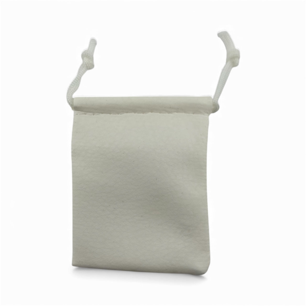 White Leatherette drawstring pouch 