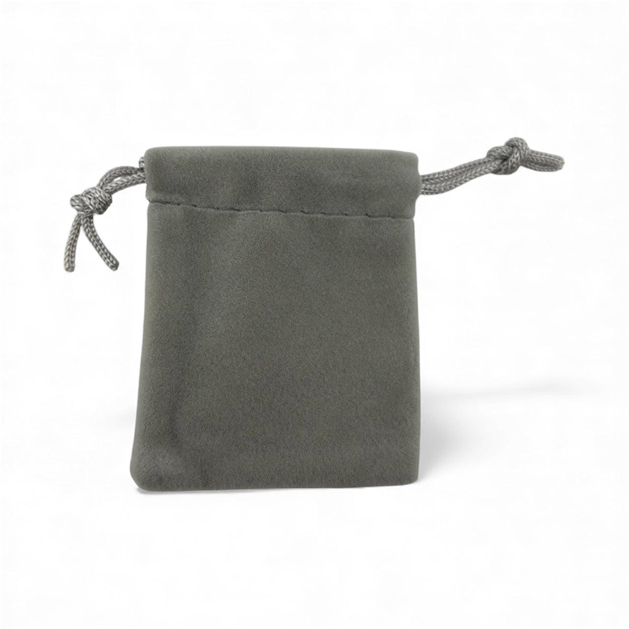 Gray velvet drawstring pouch 