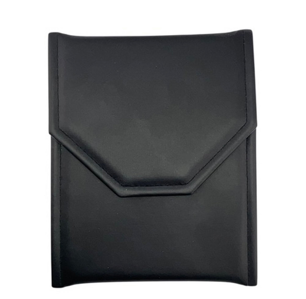Black leatherette necklace folder with white satin interior for jewelry presentation (small)