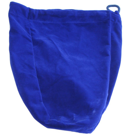 Blue drawstring bag with a gusset